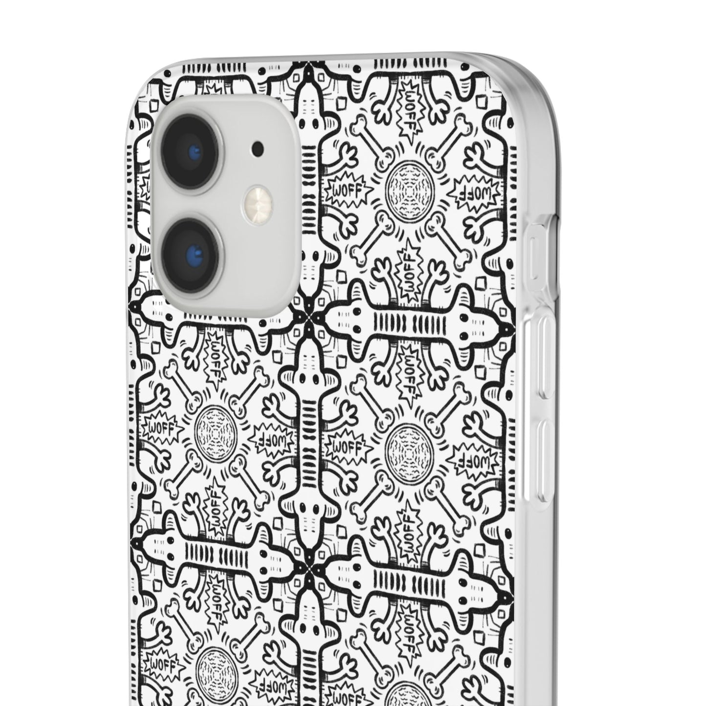 Phone Case - Detailed Black and White Dog Theme Comic Style Pattern