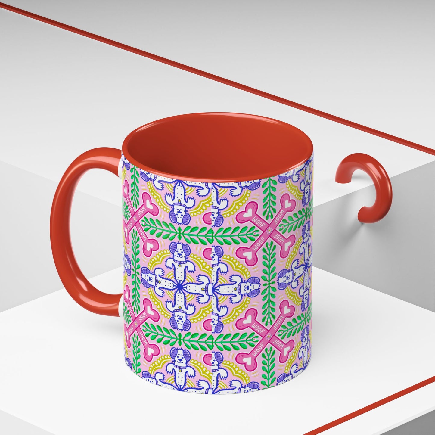 Mug - Dog Theme Repeat Pattern Accent Coffee Mug (11, 15oz)