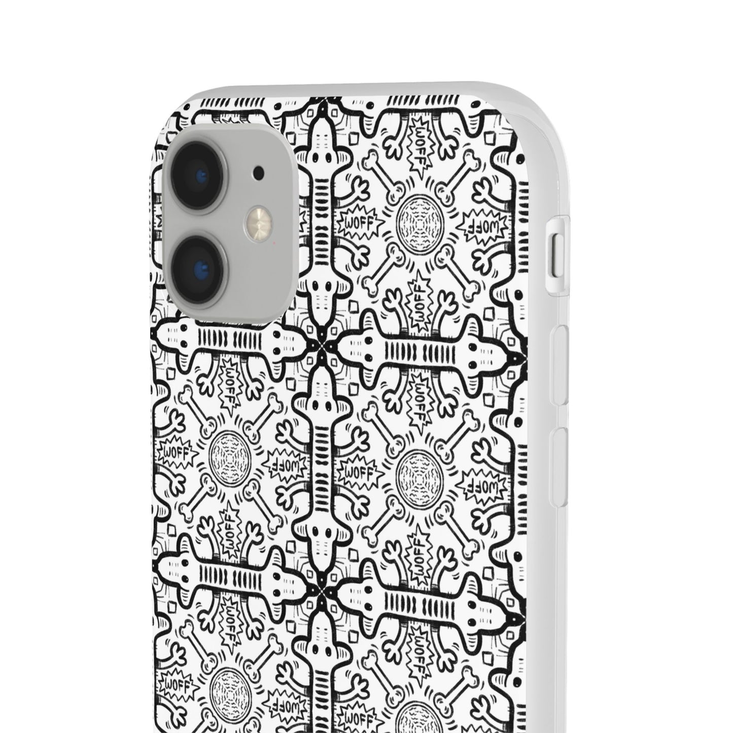 Phone Case - Detailed Black and White Dog Theme Comic Style Pattern