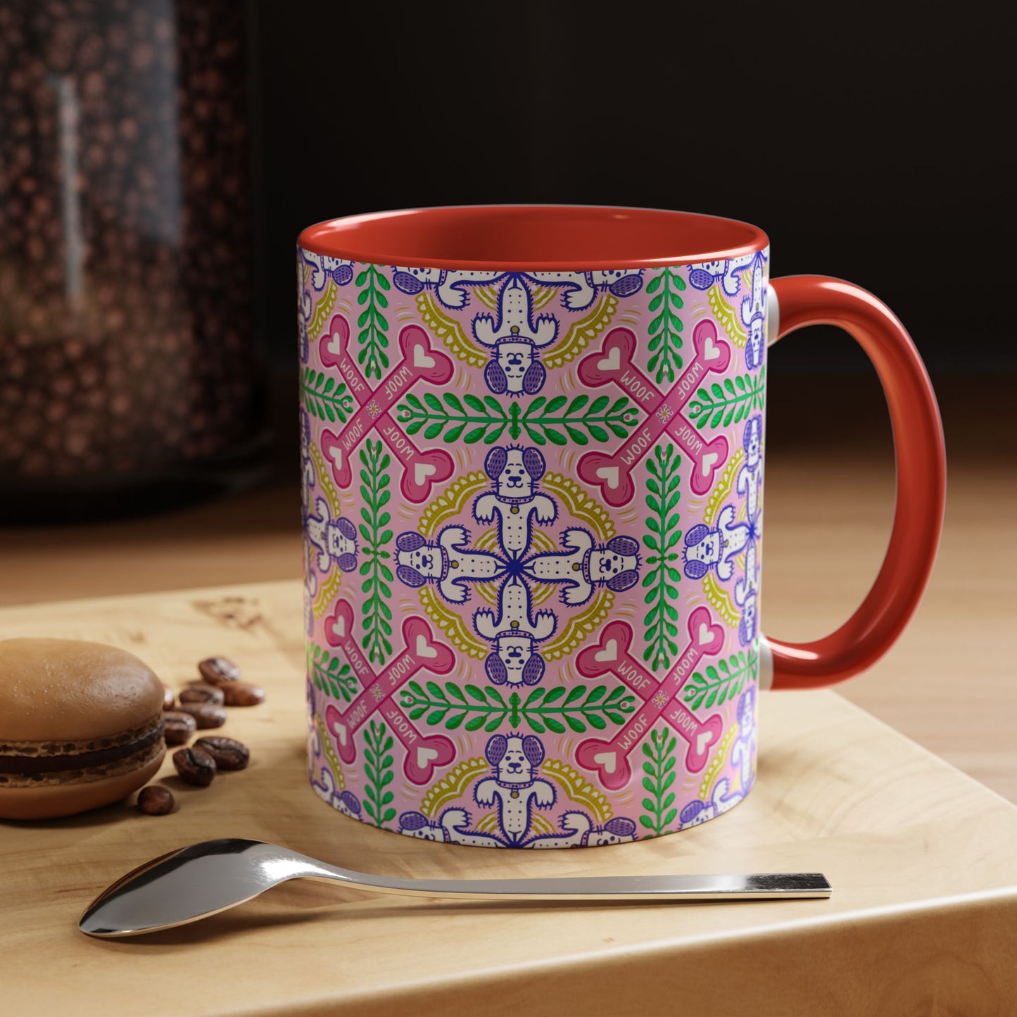 Mug - Dog Theme Repeat Pattern Accent Coffee Mug (11, 15oz)
