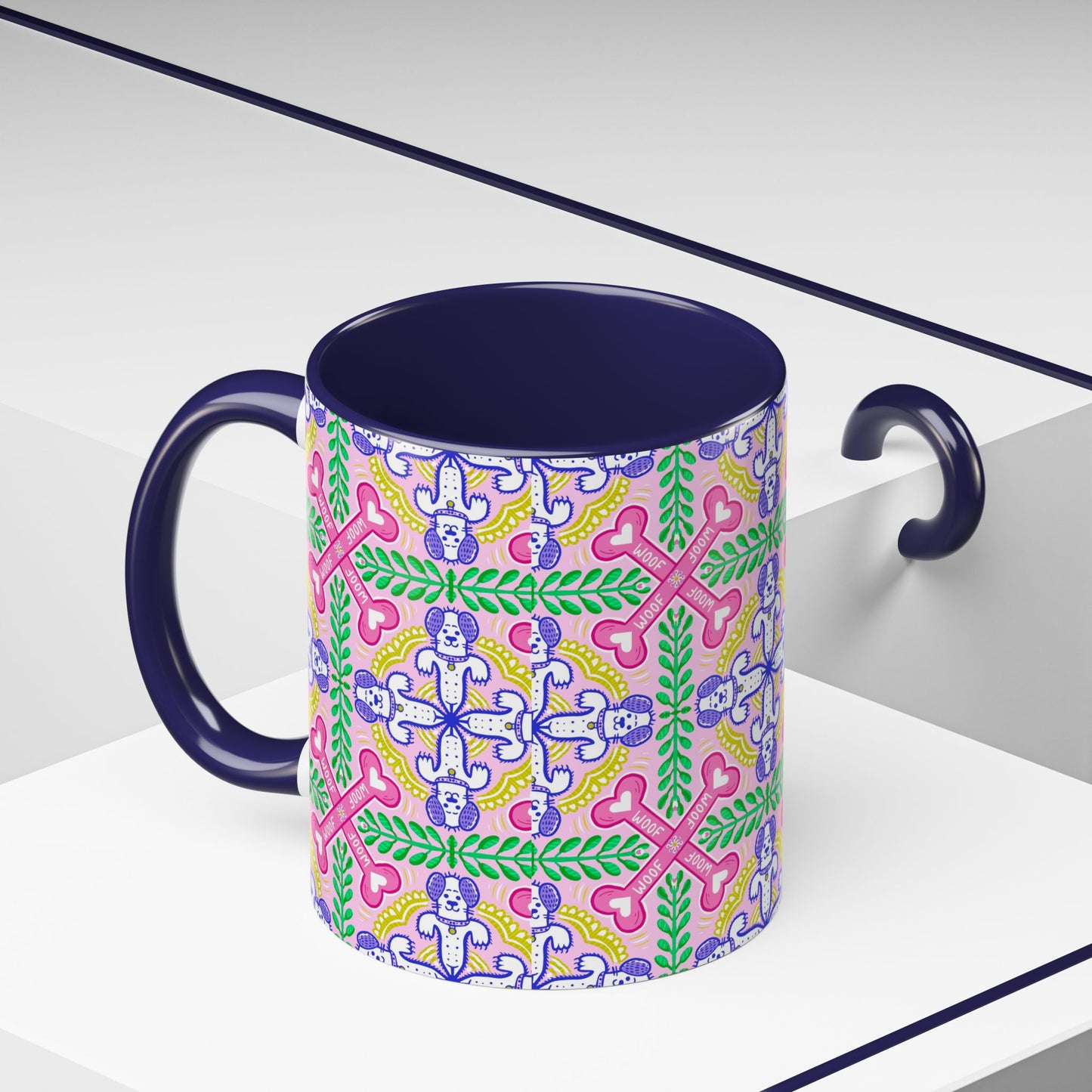 Mug - Dog Theme Repeat Pattern Accent Coffee Mug (11, 15oz)