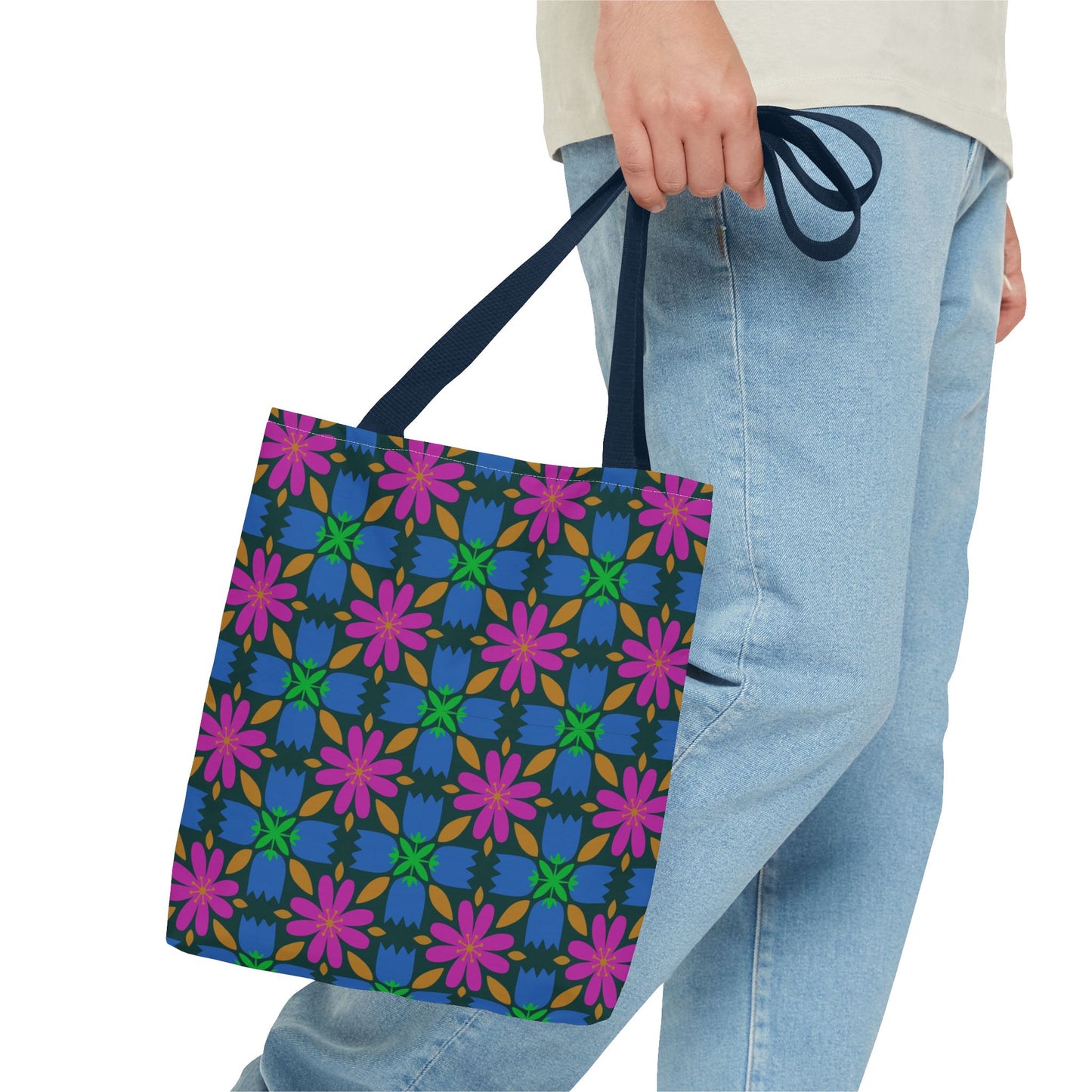 Floral Tote Bag - 70s Inspired Pattern