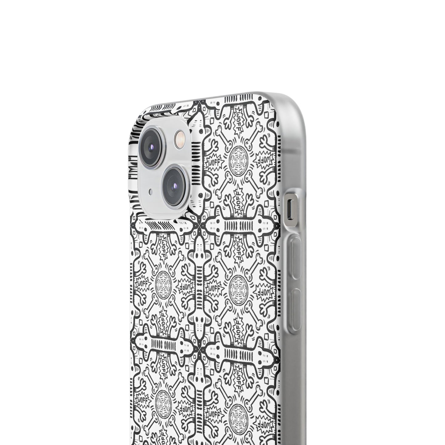Phone Case - Detailed Black and White Dog Theme Comic Style Pattern