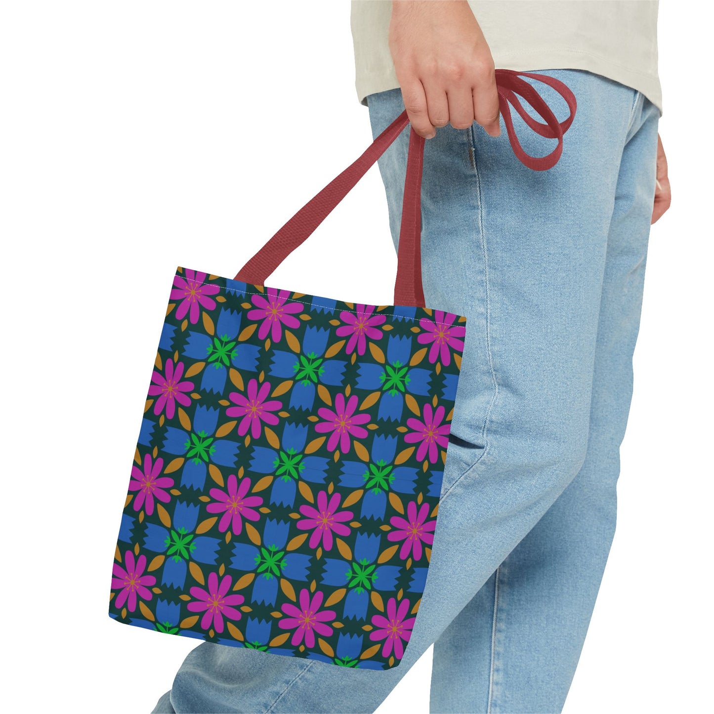 Floral Tote Bag - 70s Inspired Pattern