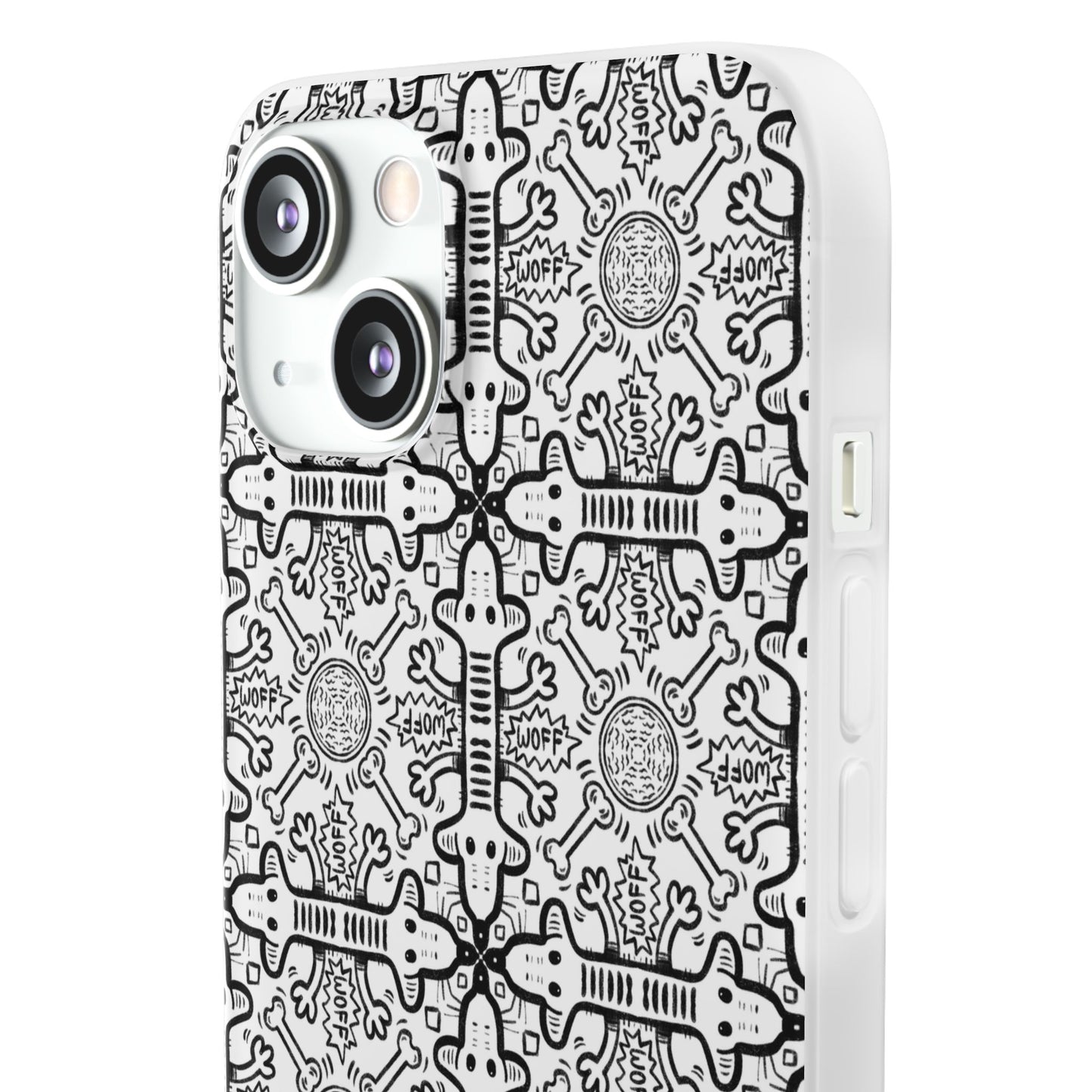 Phone Case - Detailed Black and White Dog Theme Comic Style Pattern