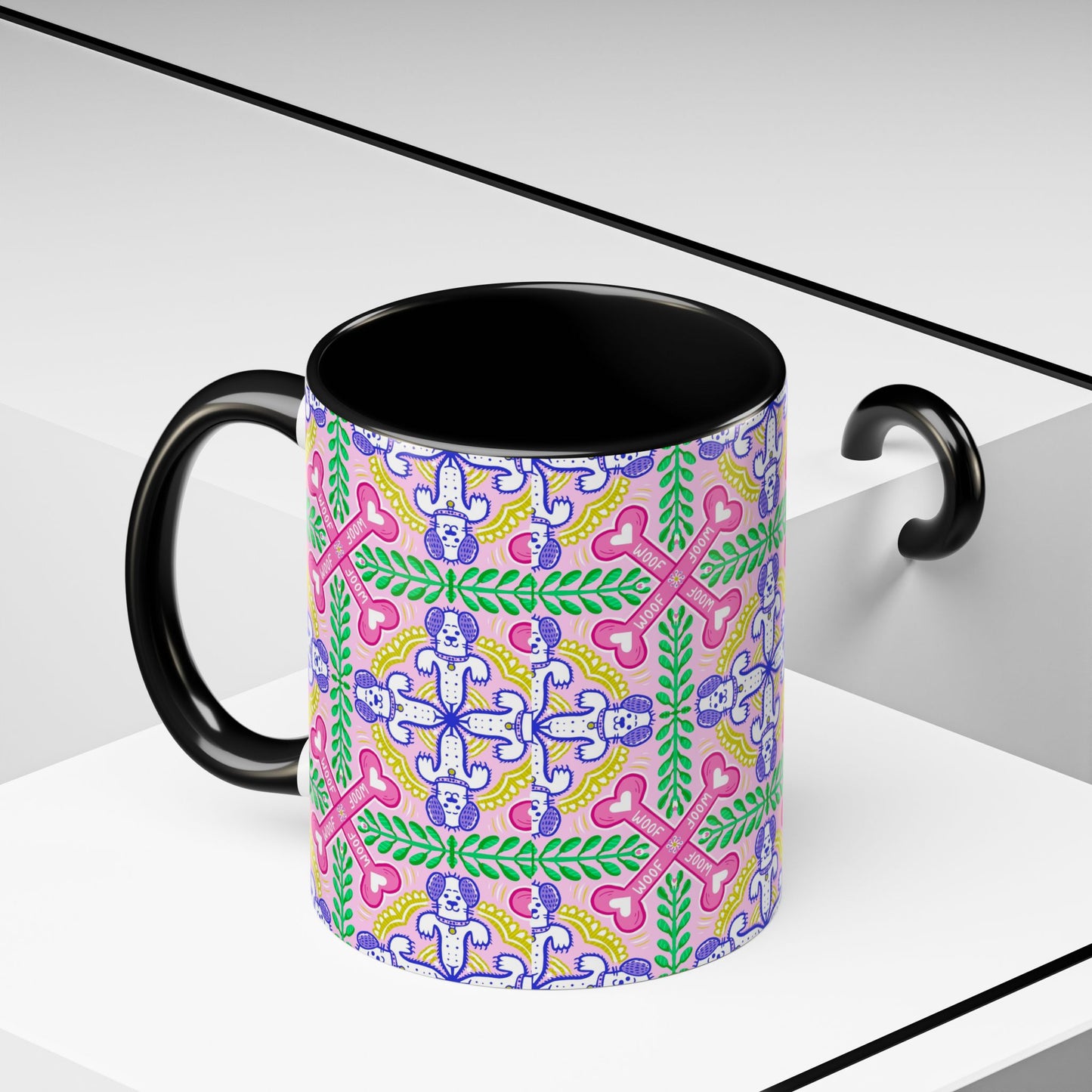 Mug - Dog Theme Repeat Pattern Accent Coffee Mug (11, 15oz)