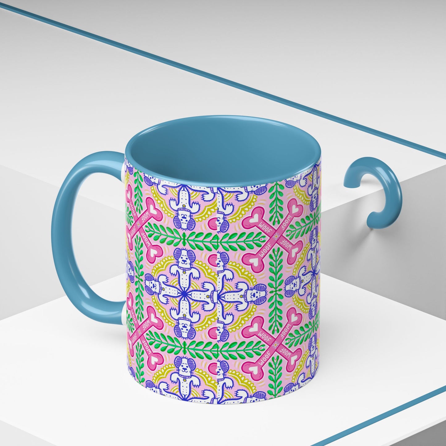 Mug - Dog Theme Repeat Pattern Accent Coffee Mug (11, 15oz)