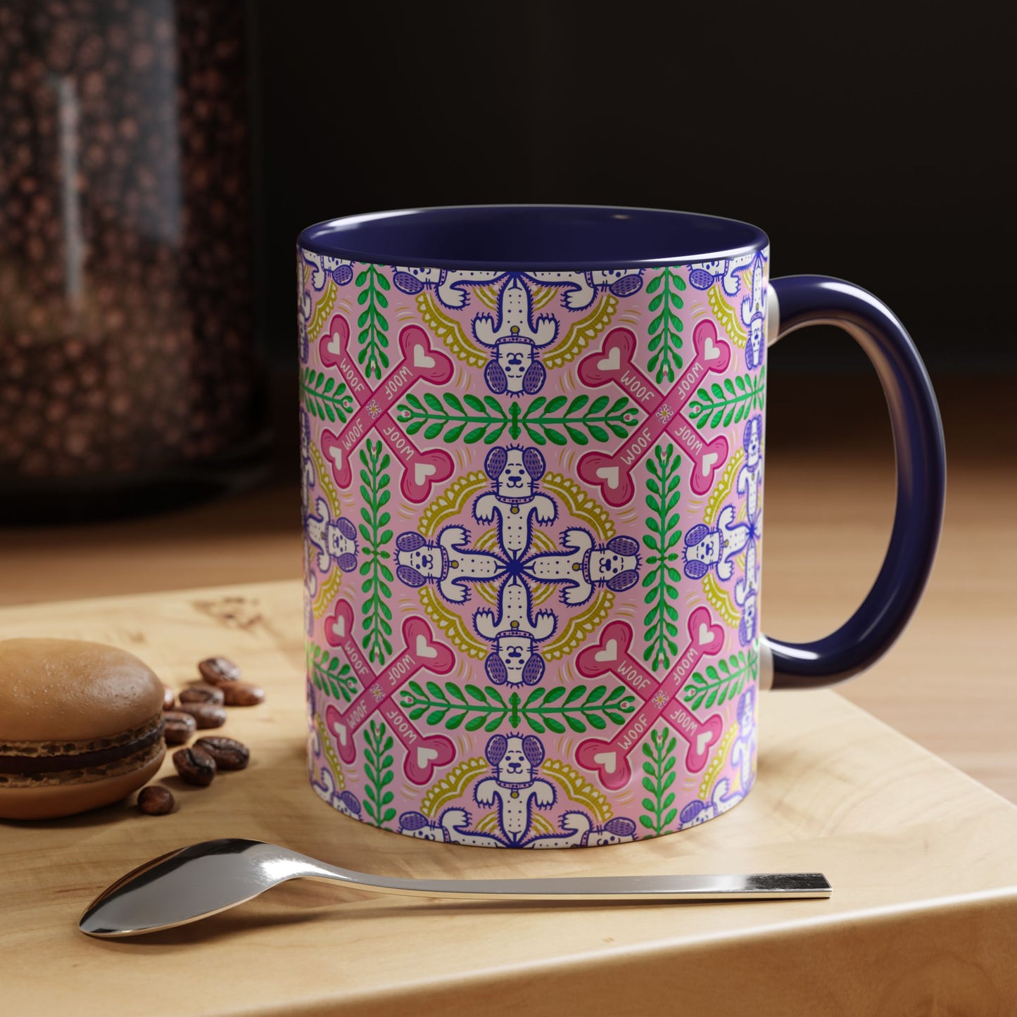 Mug - Dog Theme Repeat Pattern Accent Coffee Mug (11, 15oz)