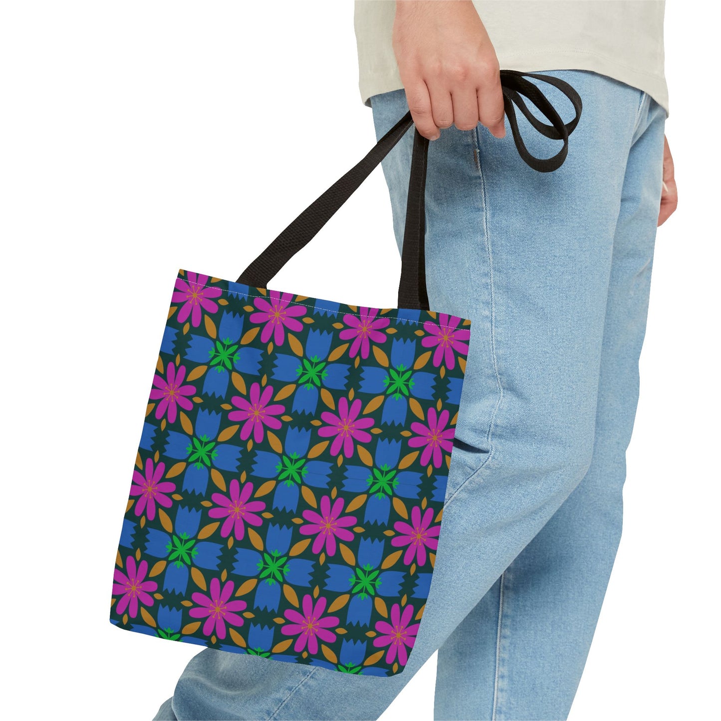 Floral Tote Bag - 70s Inspired Pattern